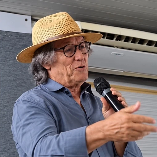 Zé Maria Pimenta, secretário da Agricultura de Quixeramobim, durante pronunciamento no lançamento da 8ª Copa Leite
